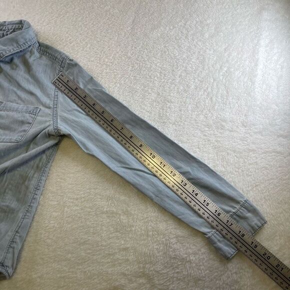Cat & Jack Large Denim Collared Button Down shirt 10 / 12 - Picture 7 of 12
